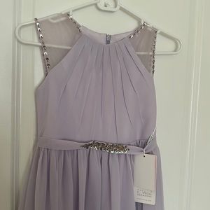 JJ’s House A-line Scoop Floor-Length Chiffon Junior Bridesmaid Dress With Beads